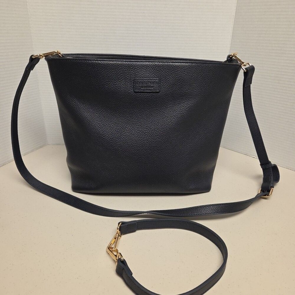 Pom Pom London Purse Bag Tote Navy Large Pebble Hobo Crossbody and Handle Strap